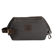 Wilson Toiletry Bag ''100% Cotton canvas & Cow leather'' - Dark Grey