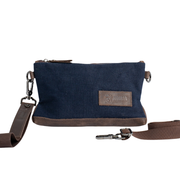 Joobran’s minimalist clutch''100% Cotton canvas & Cow leather'' – Navy Blue