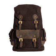 Parker Backpack ''100% Cotton canvas & Cow leather''- Black