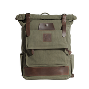 Rolltop vintage backpack''100% Cotton canvas & Cow leather'' – Army