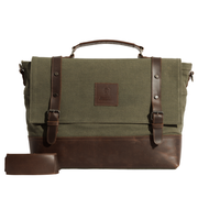 Vintage Work Satchel ''100% Cotton canvas & Cow leather'' – Army