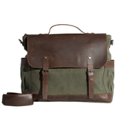 Joobran's vintage Business Bag ''100% Cotton canvas & Cow leather'' – Army