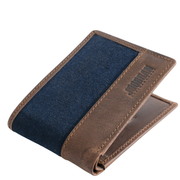 Joobran’s basic wallet ''100% Cotton canvas & Cow leather''– Navy Blue