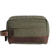 Joobran's Toiletry bag ''100% Cotton canvas & Cow leather'' – Army