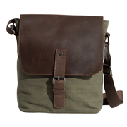 Joobran's Shoulder bag ''100% Cotton canvas & Cow leather'' – Army