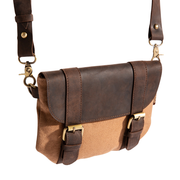 Tammy Crossbody Bag ''100% Cotton canvas & Cow leather''- Tan