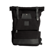 Rolltop vintage backpack''100% Cotton canvas & Cow leather'' – Black