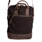 Ola Messenger Bag ''100% Cotton canvas & Cow leather''- Black