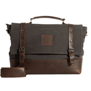 Vintage Work Satchel ''100% Cotton canvas & Cow leather'' – Dark Grey