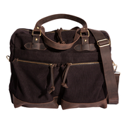 Charlie Messenger Bag''100% Cotton canvas & Cow leather'' - Black