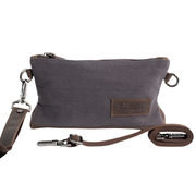 Joobran’s minimalist clutch''100% Cotton canvas & Cow leather'' – Dark Grey