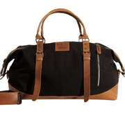 Vintage Travel Bag ''100% Cotton canvas & Cow leather''– Black
