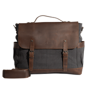 Joobran's vintage Business Bag ''100% Cotton canvas & Cow leather'' – Dark Grey