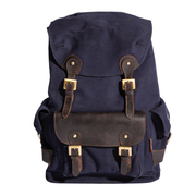 Parker Backpack''100% Cotton canvas & Cow leather'' - Navy Blue