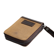 Joobran’s zipper-around wallet''100% Cotton canvas & Cow leather'' – Tan