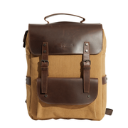 Daily Vintage Backpack ''100% Cotton canvas & Cow leather'' – Tan