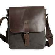 Joobran's Shoulder bag ''100% Cotton canvas & Cow leather'' – Dark Grey