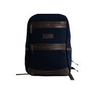 Randel backpack''100% Cotton canvas & Cow leather'' – Navy Blue