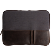 Joobran’s laptop sleeve''100% Cotton canvas & Cow leather'' – Dark Grey