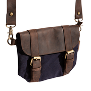 Tammy Crossbody Bag''100% Cotton canvas & Cow leather'' - Navy Blue