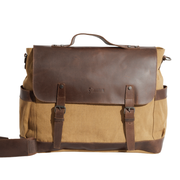 Joobran's vintage Business Bag ''100% Cotton canvas & Cow leather'' –  Tan