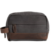 Joobran's Toiletry bag ''100% Cotton canvas & Cow leather'' – Dark Grey