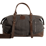 Vintage Travel Bag ''100% Cotton canvas & Cow leather'' – Dark Grey