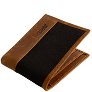 Joobran’s basic wallet''100% Cotton canvas & Cow leather'' – Dark Brown