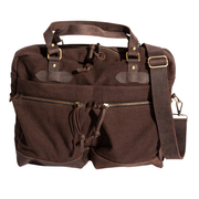 Charlie Messenger Bag ''100% Cotton canvas & Cow leather''- Dark Brown