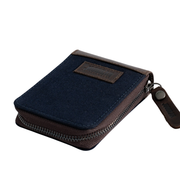 Joobran’s zipper-around wallet''100% Cotton canvas & Cow leather'' – Navy Blue