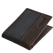 Joobran’s basic wallet''100% Cotton canvas & Cow leather'' – Dark Grey