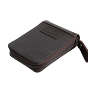 Joobran’s zipper-around wallet''100% Cotton canvas & Cow leather'' – Dark Grey