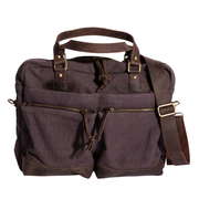 Charlie Messenger Bag''100% Cotton canvas & Cow leather'' - Dark Grey