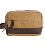 Joobran's Toiletry bag ''100% Cotton canvas & Cow leather'' – Tan