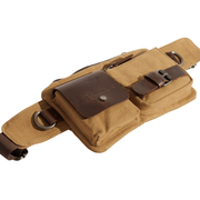 Vintage Fanny pack ''100% Cotton canvas & Cow leather'' – Tan