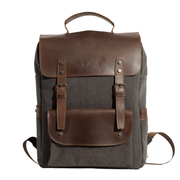 Daily Vintage Backpack ''100% Cotton canvas & Cow leather'' – Dark Grey