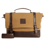 Vintage Work Satchel ''100% Cotton canvas & Cow leather'' – Tan