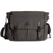 Marlow Messenger Bag ''100% Cotton canvas & Cow leather'' - Dark Grey