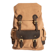 Parker Backpack''100% Cotton canvas & Cow leather'' - Tan