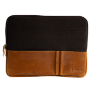 Joobran’s laptop sleeve''100% Cotton canvas & Cow leather'' – Black Havan