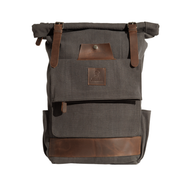 Rolltop vintage backpack''100% Cotton canvas & Cow leather'' –  Dark Grey