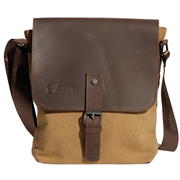 Joobran's Shoulder bag ''100% Cotton canvas & Cow leather'' – Tan