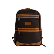 Randel backpack''100% Cotton canvas & Cow leather'' – Dark Brown