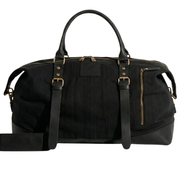 Vintage Travel Bag ''100% Cotton canvas & Cow leather'' – Black