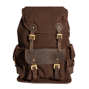 Parker Backpack ''100% Cotton canvas & Cow leather''- Dark Brown