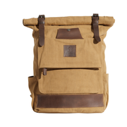 Rolltop vintage backpack''100% Cotton canvas & Cow leather'' – Tan