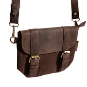 Tammy Crossbody Bag ''100% Cotton canvas & Cow leather''- Dark Brown