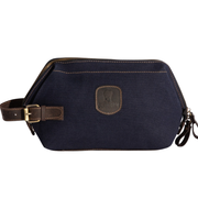 Wilson Toiletry Bag ''100% Cotton canvas & Cow leather'' - Navy Blue
