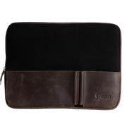Joobran’s laptop sleeve''100% Cotton canvas & Cow leather'' – Black