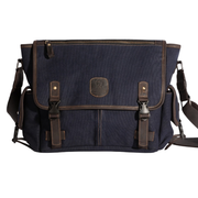 Marlow Messenger Bag ''100% Cotton canvas & Cow leather'' - Navy Blue